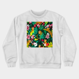 Leopard pattern with tropical leaves Crewneck Sweatshirt